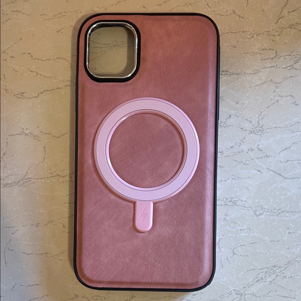 Iphone 11 Pink Leather MagSafe Compatible Phone Case